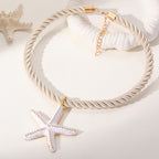 Starfish Twisted Rope Necklace- White