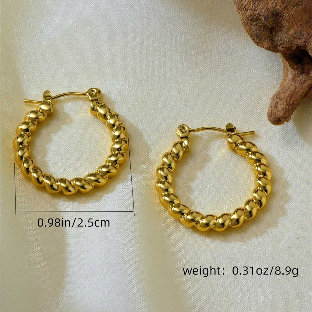 Chain Patterned Small Gold Hoops