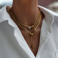 Water Drop Thin Chain Necklace Double Layered