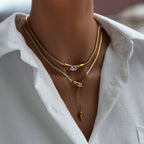 Water Drop Thin Chain Necklace Double Layered