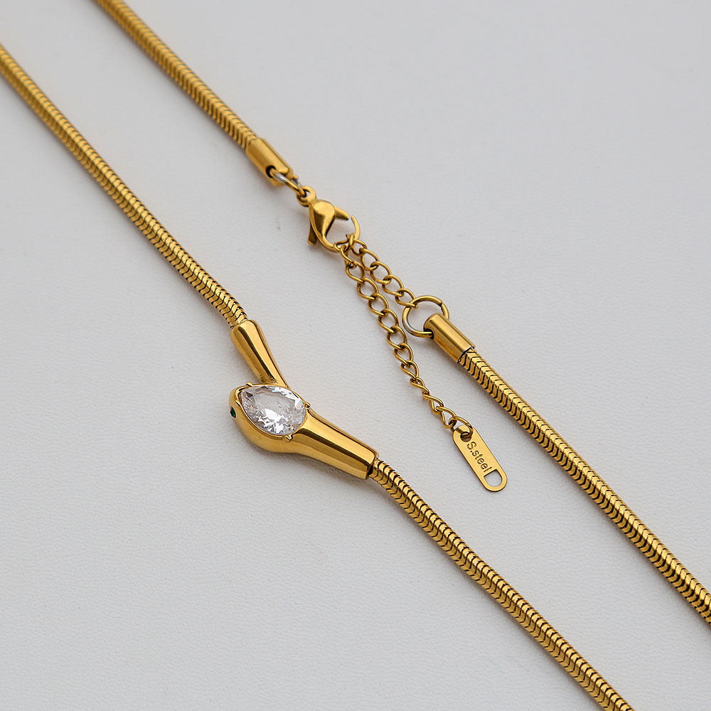 Water Drop Thin Chain Necklace Double Layered