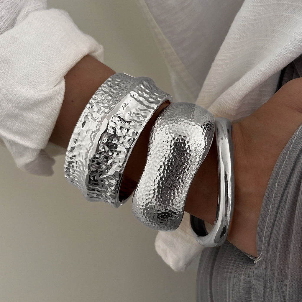 Alloy Bangle- Textured (Silver)