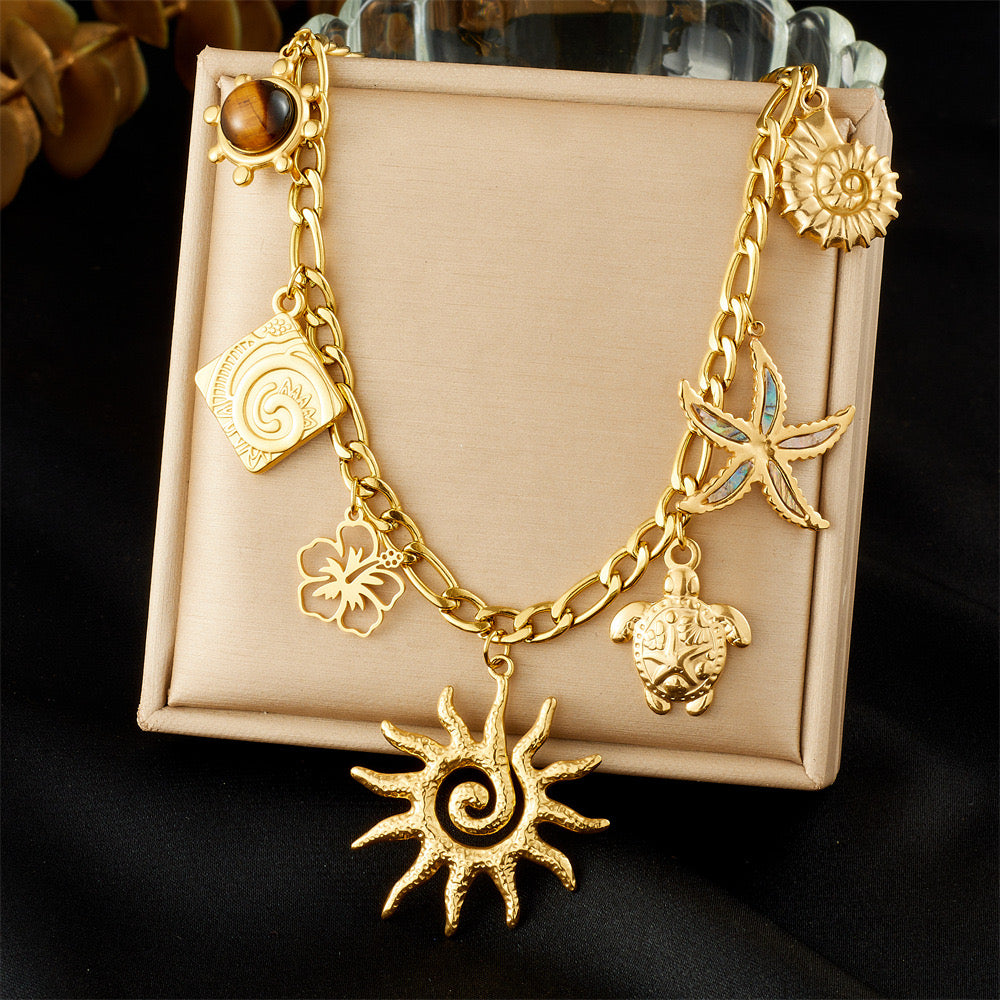 Charm Pendant Necklace- Gold
