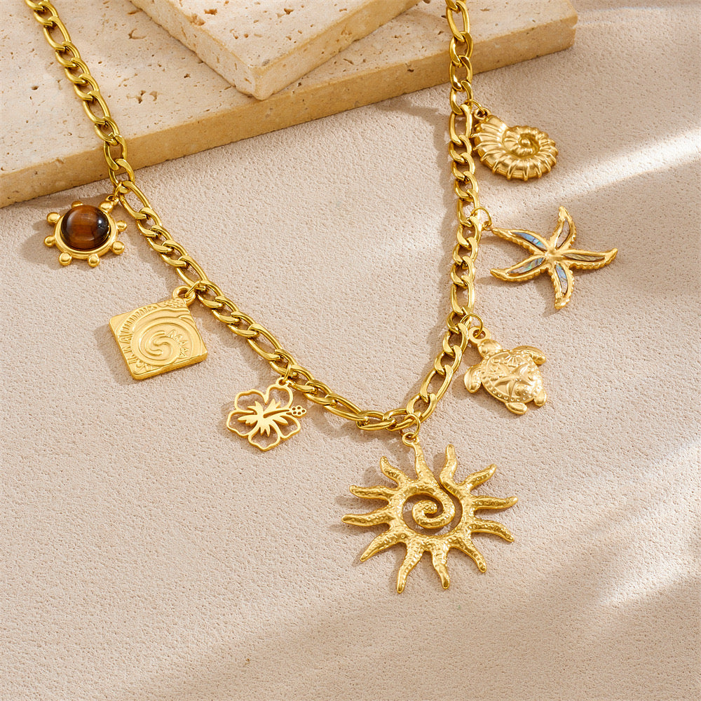Charm Pendant Necklace- Gold