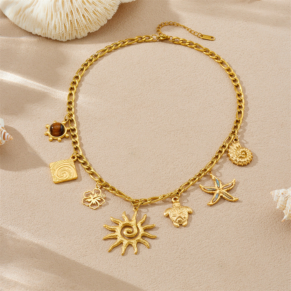 Charm Pendant Necklace- Gold