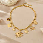 Charm Pendant Necklace- Gold