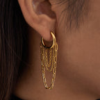 Gold Stainless Steel Tassel Earrings