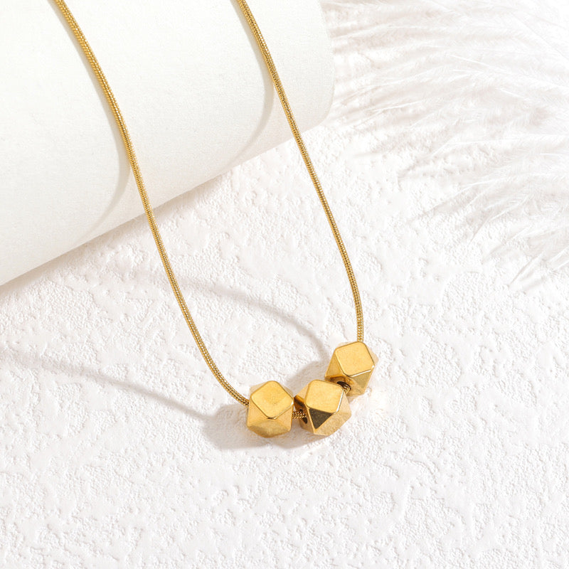 Gold Plated Geometric Round Necklace- Pattern 3
