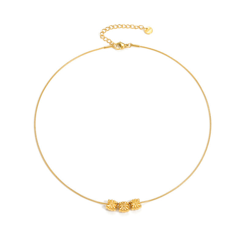 Gold Plated Geometric Round Necklace- Pattern 4