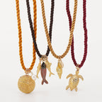 Polyester Cord String Slip-On Pendant Necklace- Tortoise