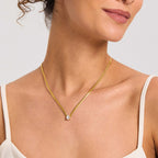 Waterdrop- Shaped Zircon Flat Snake Chain Necklace