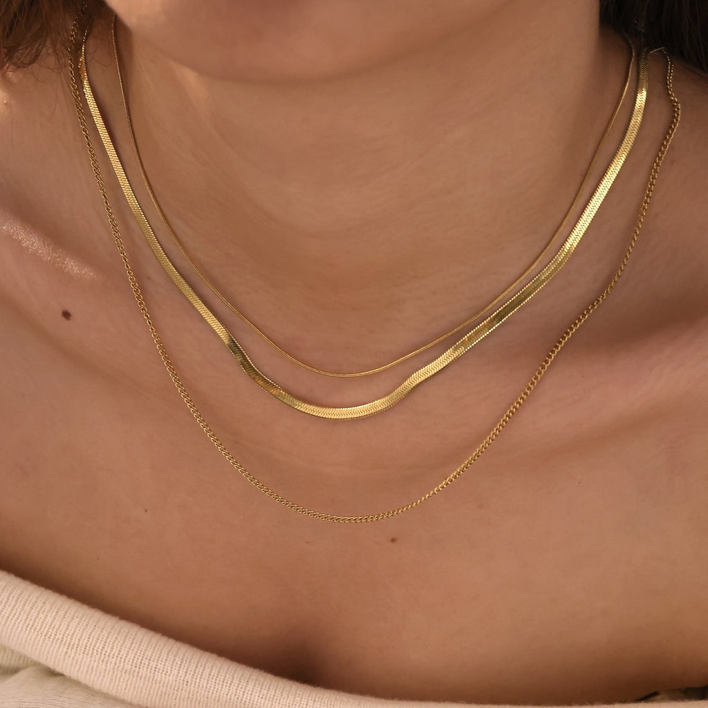 Three-Layered Vintage Gold Necklace Chain