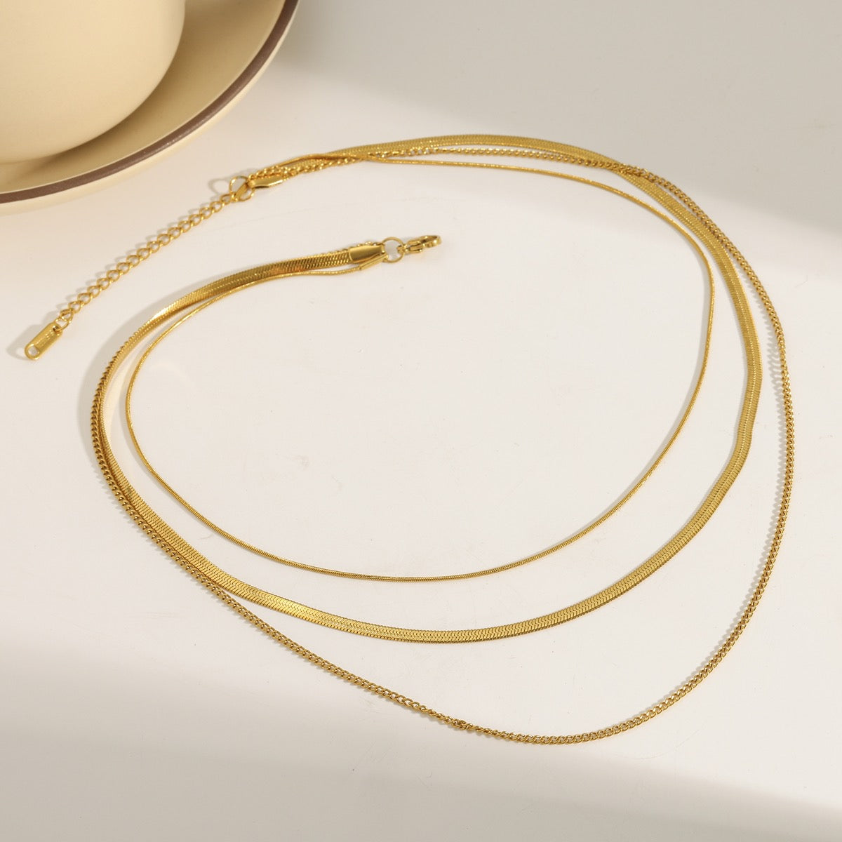 Three-Layered Vintage Gold Necklace Chain