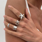 Marine Style Silver Finger Rings- Set of Four