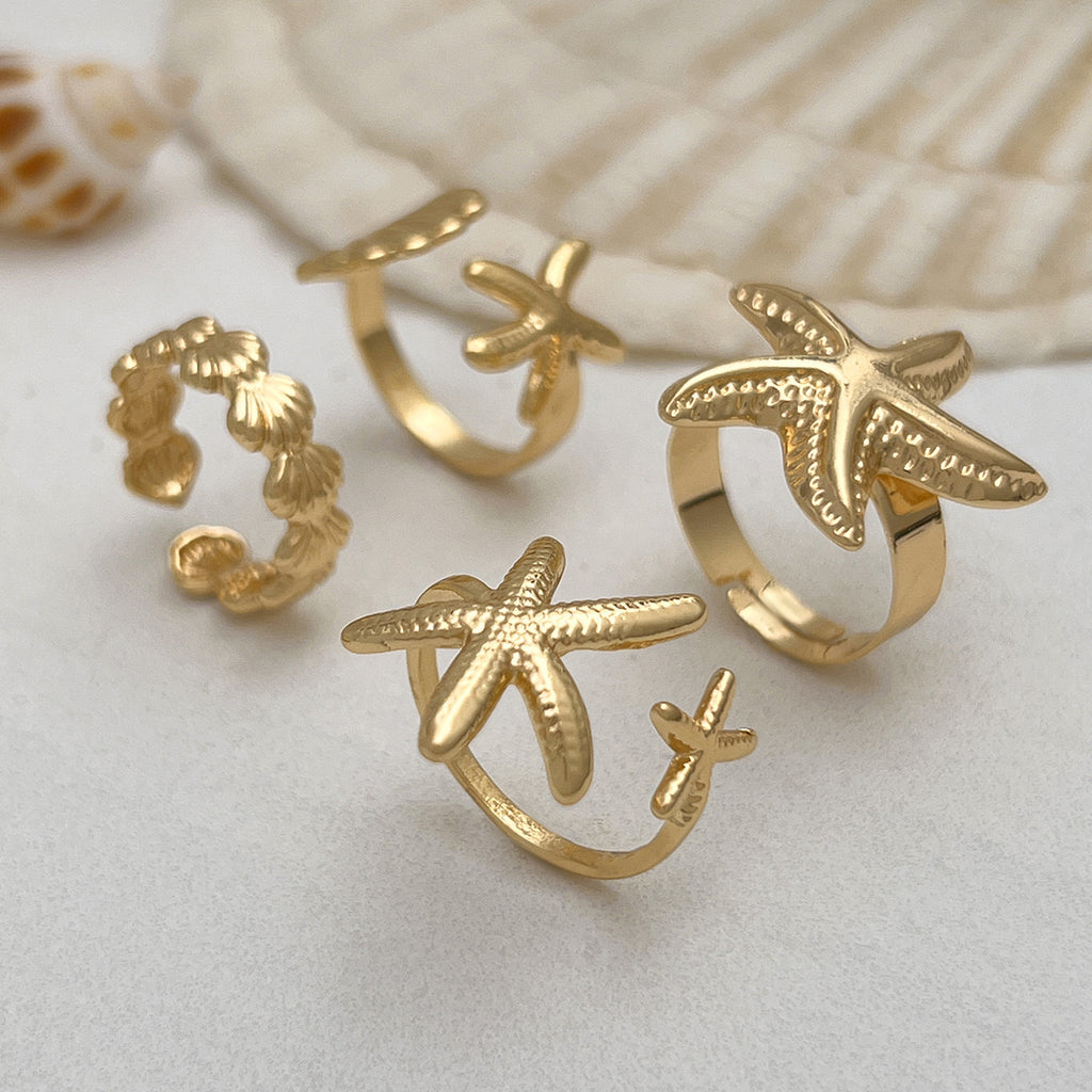 Marine Style Gold Finger Rings- Set of Four