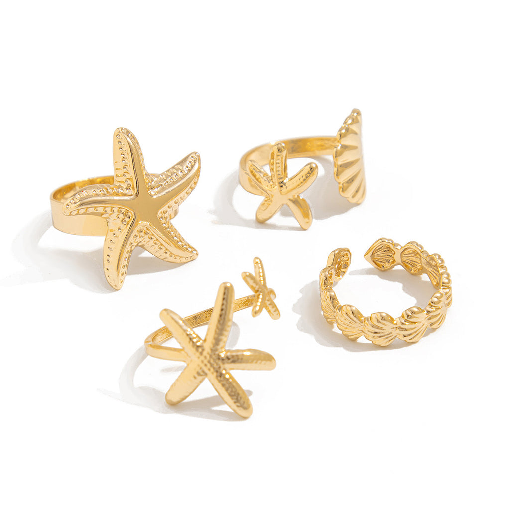 Marine Style Gold Finger Rings- Set of Four