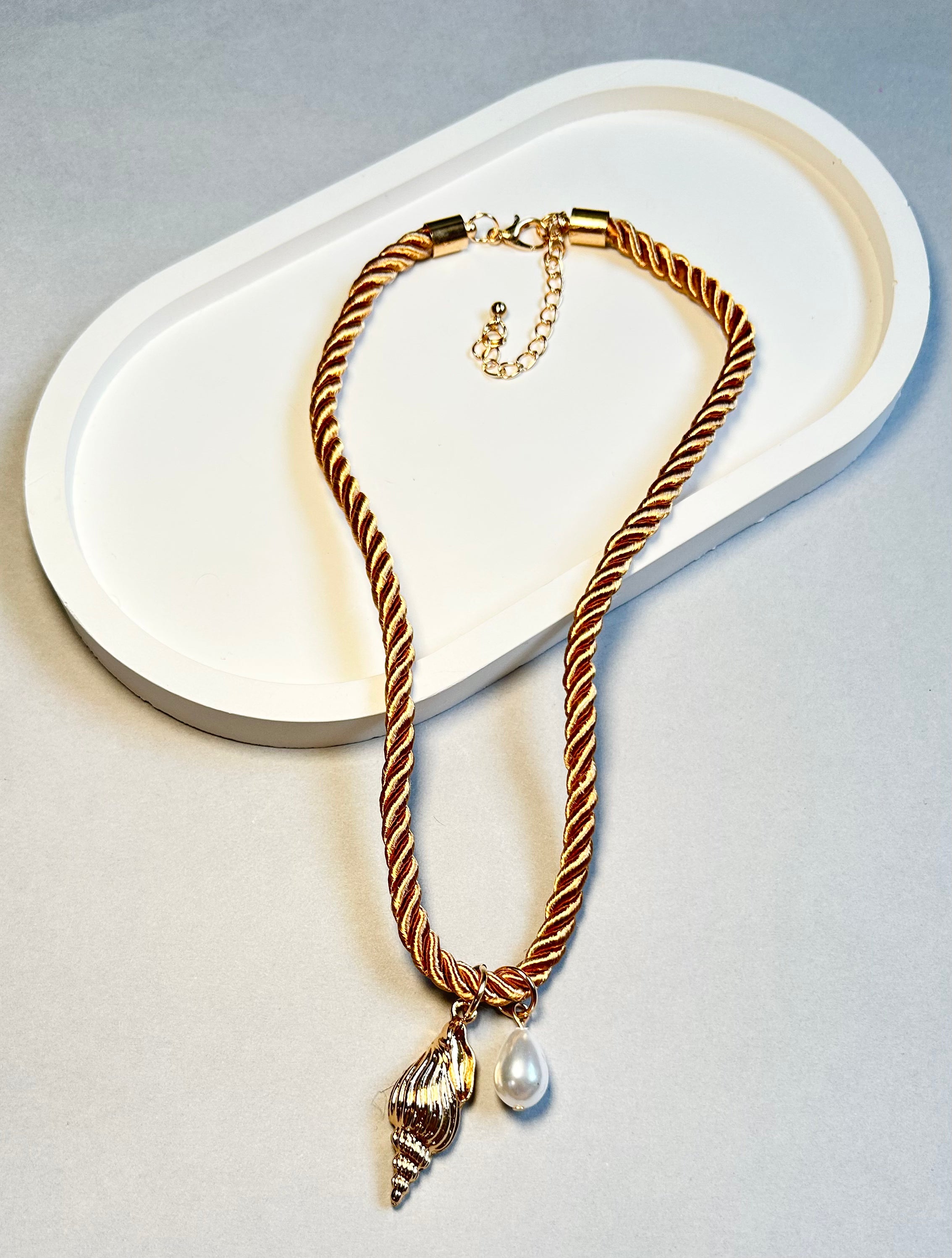 Polyester Cord String Slip-On Pendant Necklace- Conch