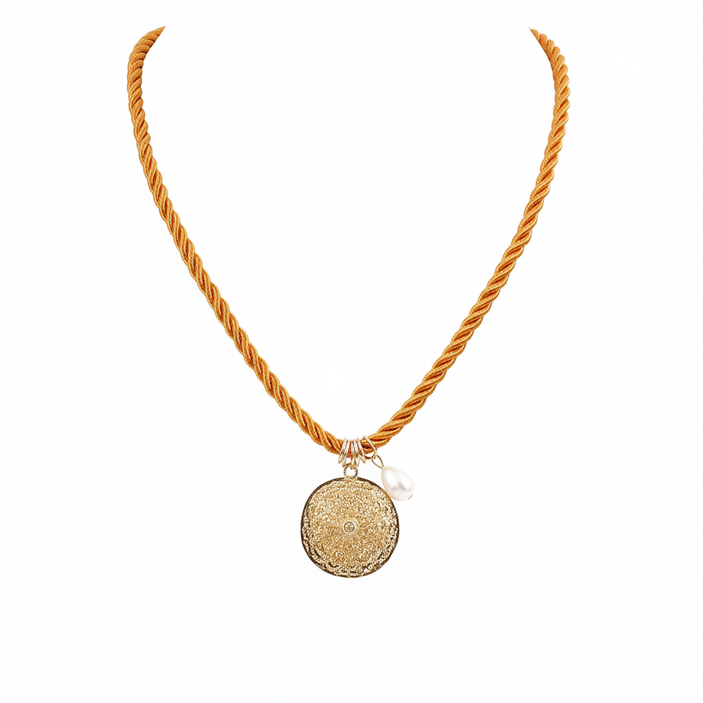 Polyester Cord String Slip-On Pendant Necklace- Shell