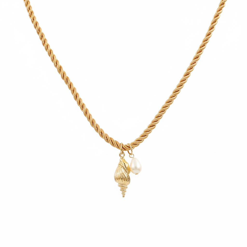 Polyester Cord String Slip-On Pendant Necklace- Conch