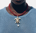 Polyester Cord String Slip-On Pendant Necklace- Tortoise