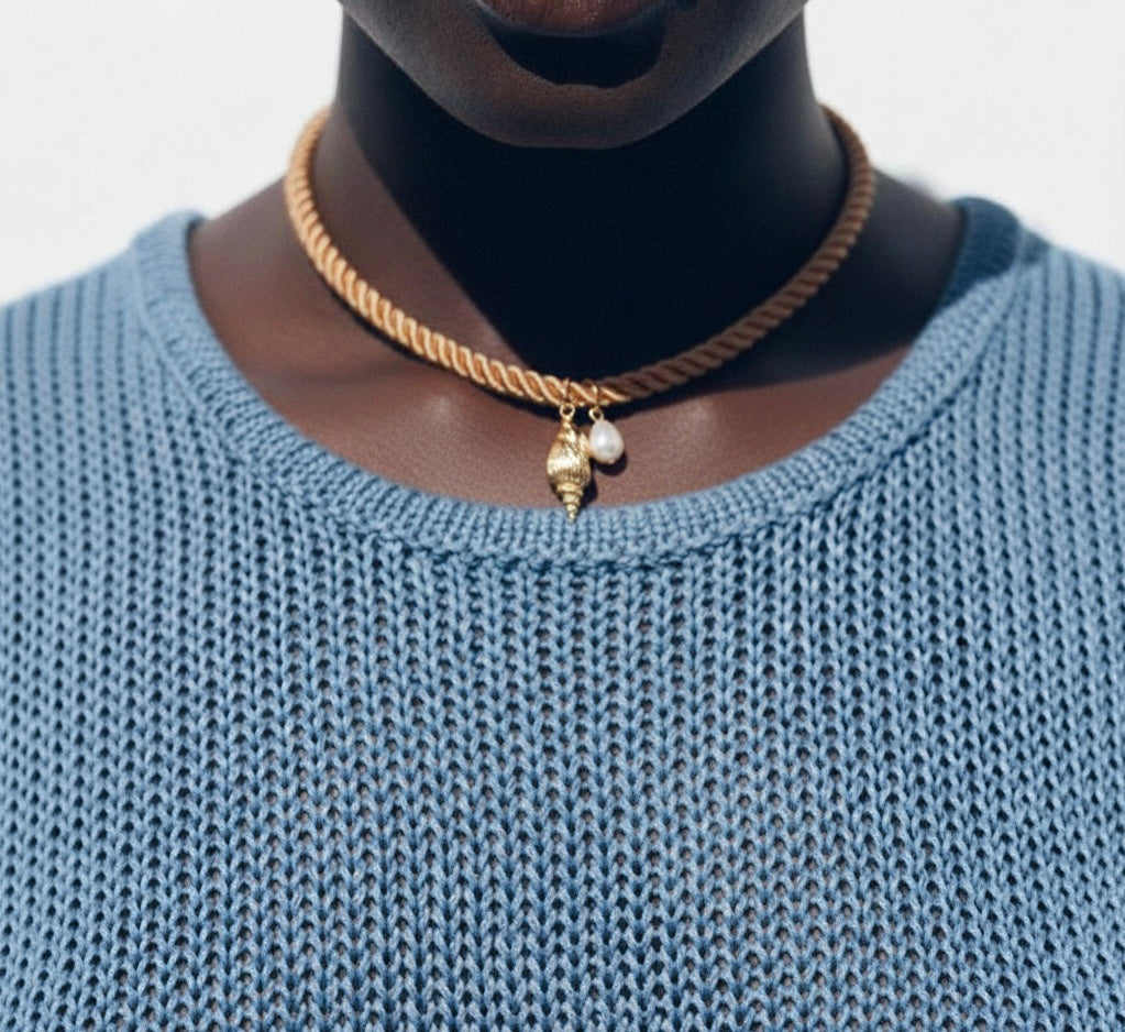 Polyester Cord String Slip-On Pendant Necklace- Conch