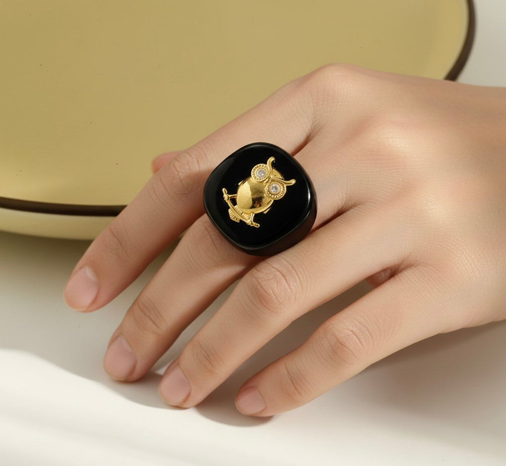 Gold Owl Acrylic Ring
