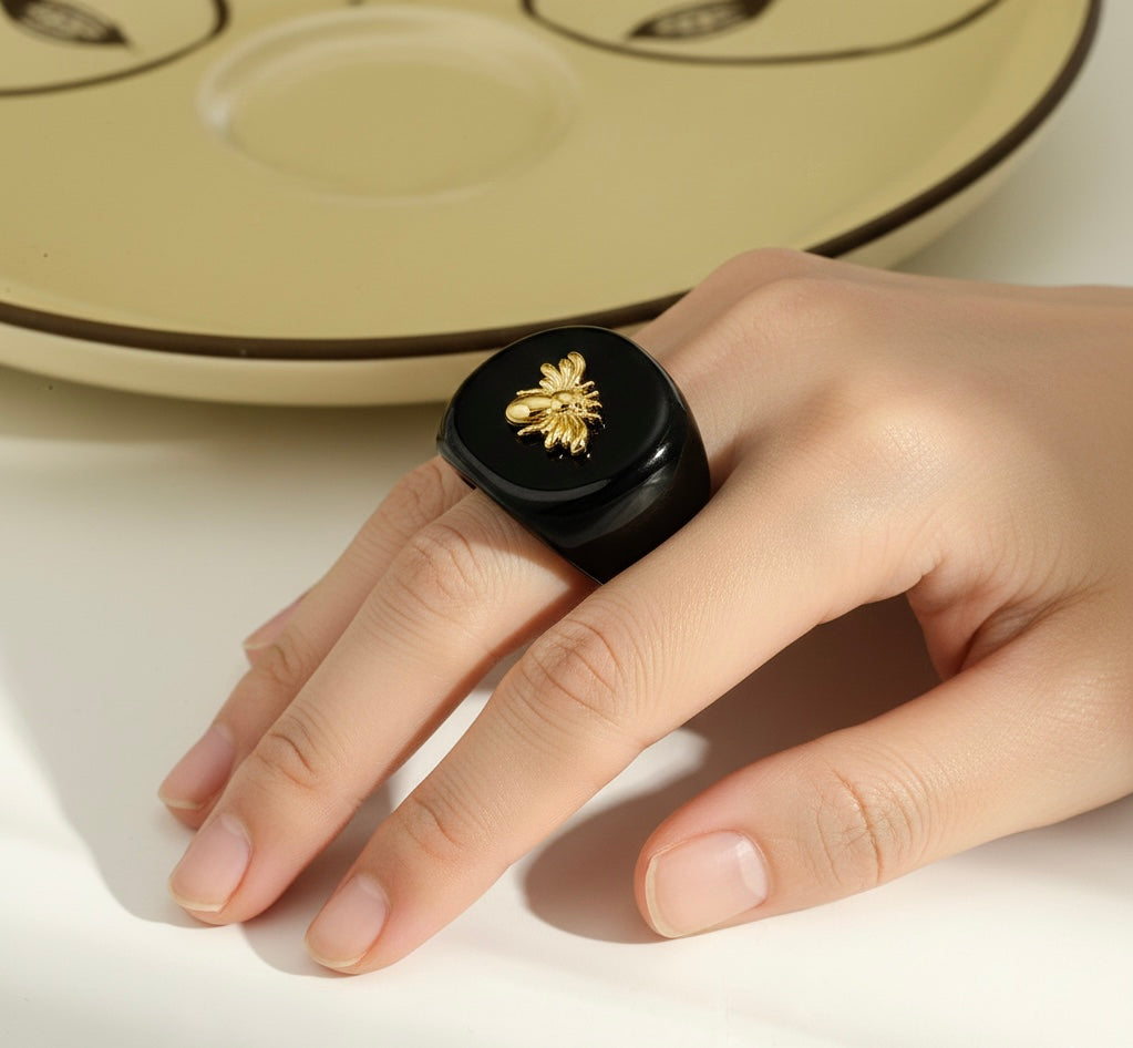 Gold Bee Acrylic Ring