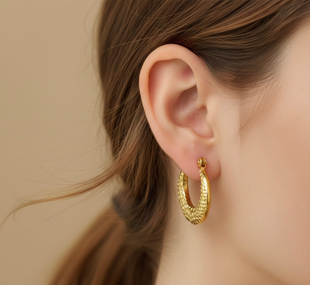Textured Small Gold Hoops