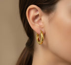 Snake-Print Small Gold Hoops