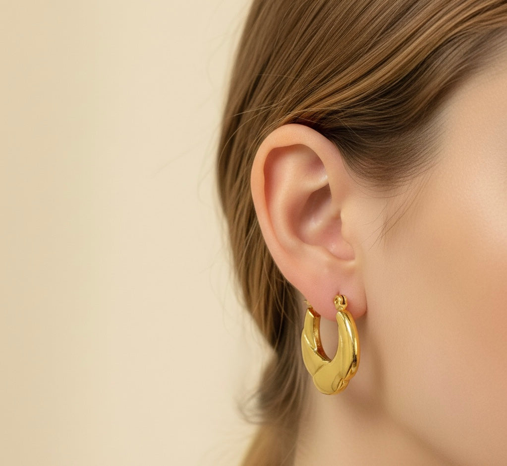 Petal-Shaped Small Gold Hoops