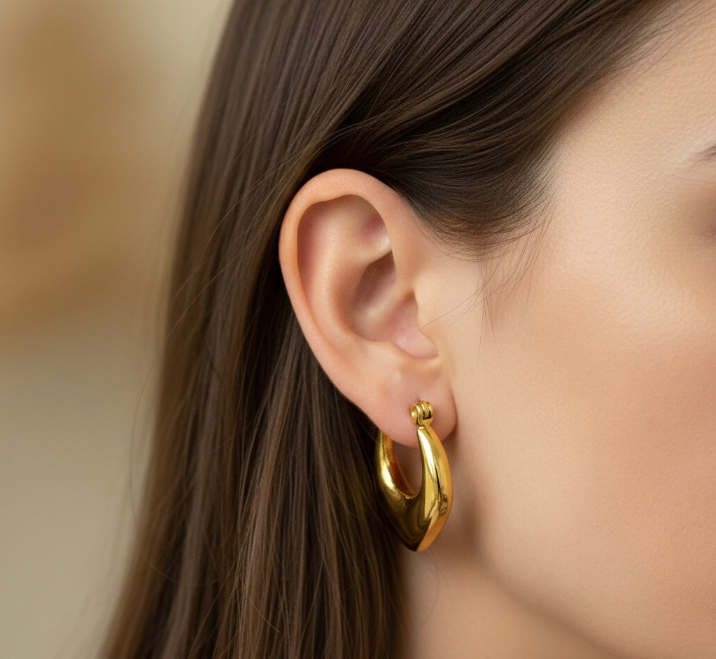 Heart-Shaped Small Gold Hoops