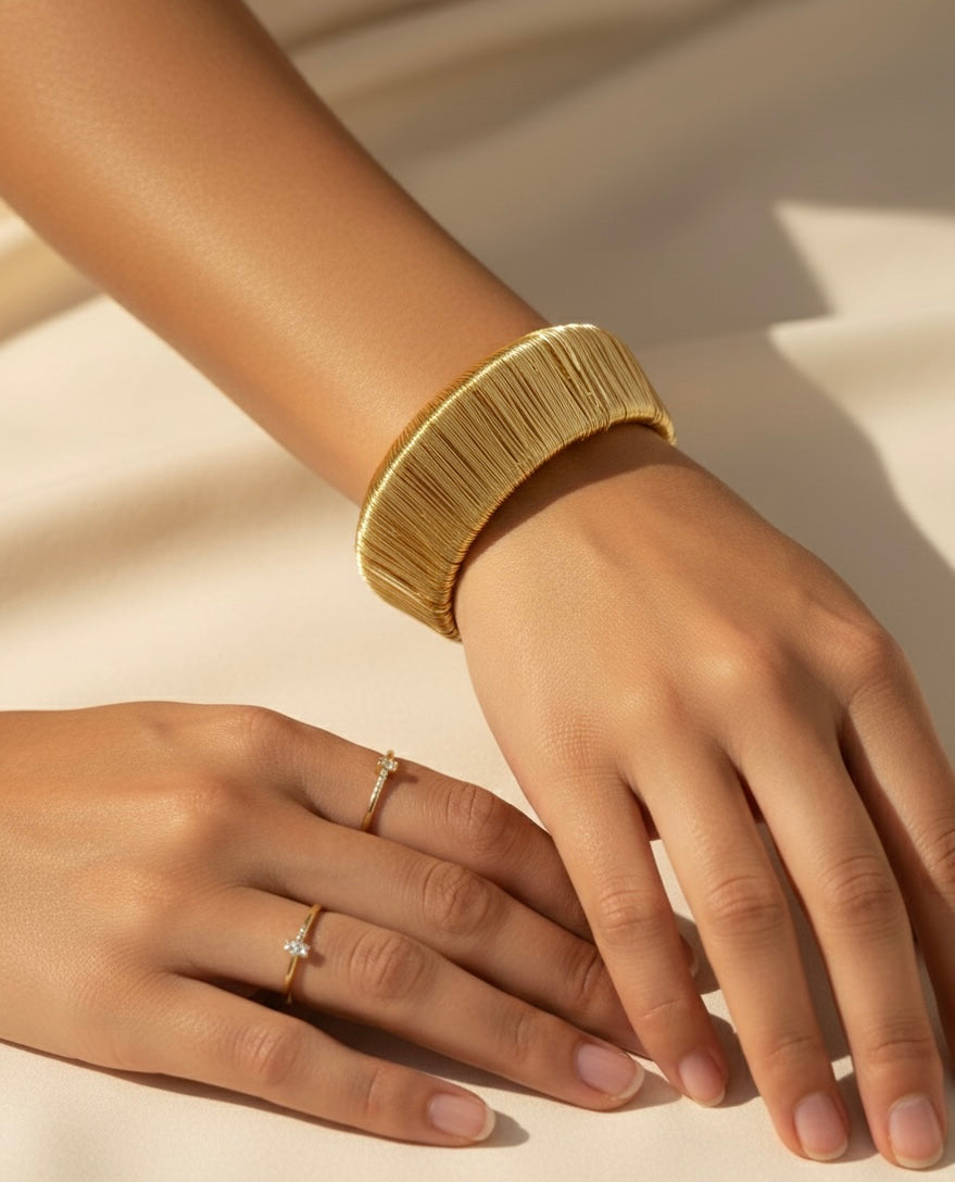 Geometric Cuff Bangle- Gold