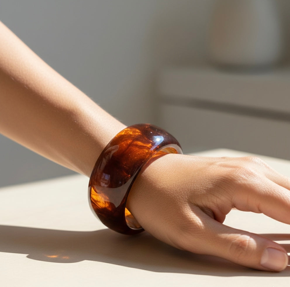 Resin Chunky Bangle- Brown