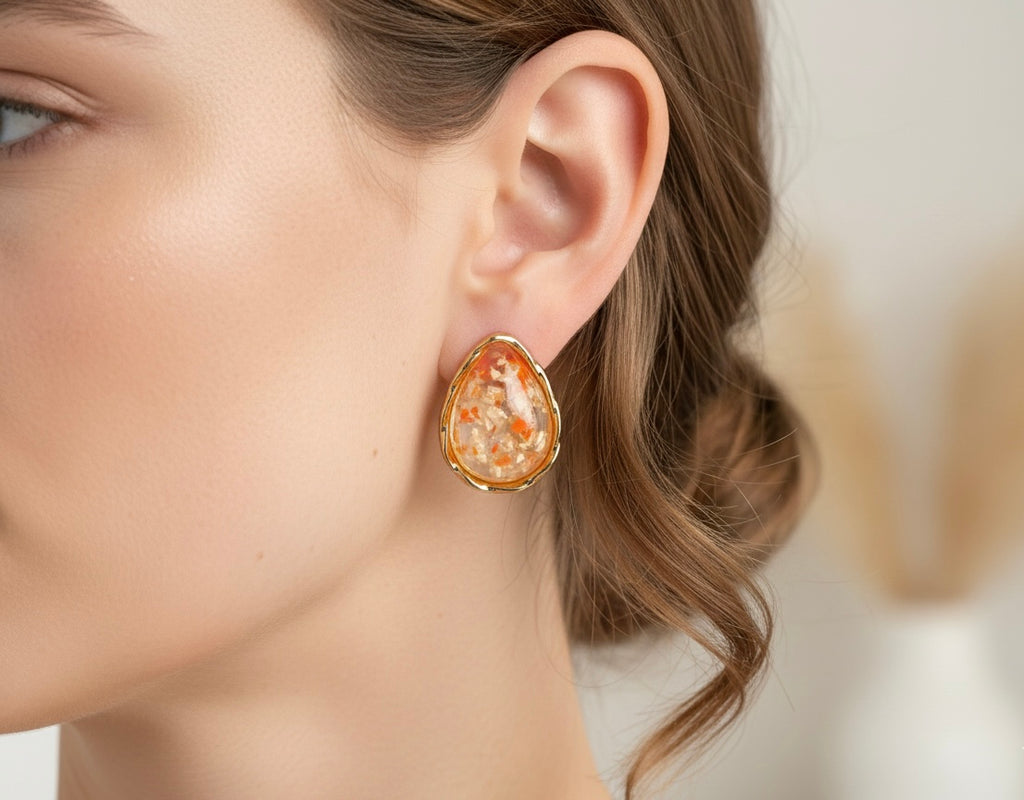 Resin Waterdrop Shaped Stud Earring