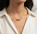 Gold Plated Geometric Round Necklace- Pattern 2
