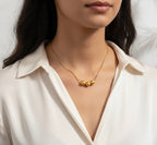 Gold Plated Geometric Round Necklace- Pattern 2