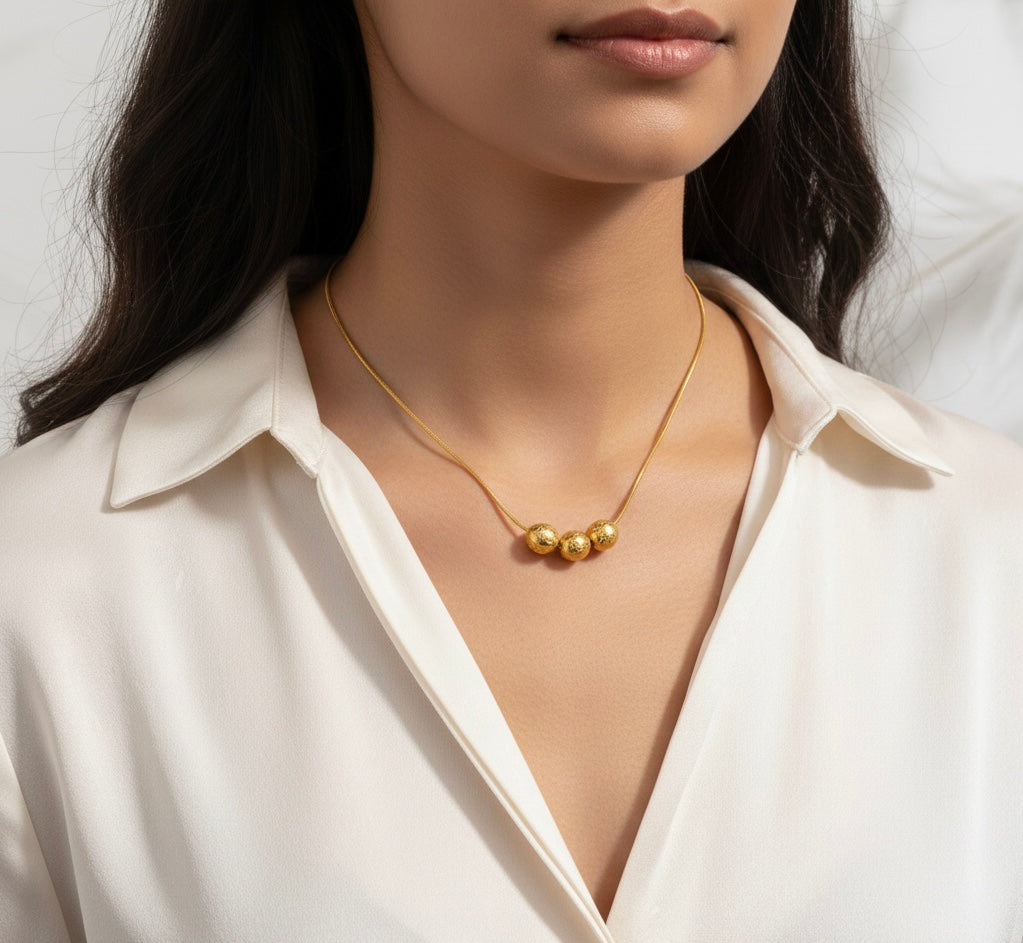 Gold Plated Geometric Round Necklace- Pattern 2