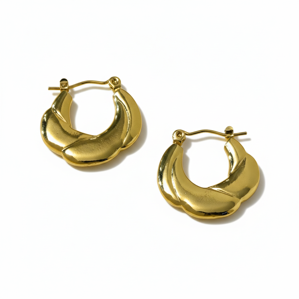 Petal-Shaped Small Gold Hoops