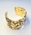 Hammered Effect Cuff Bangle- Gold