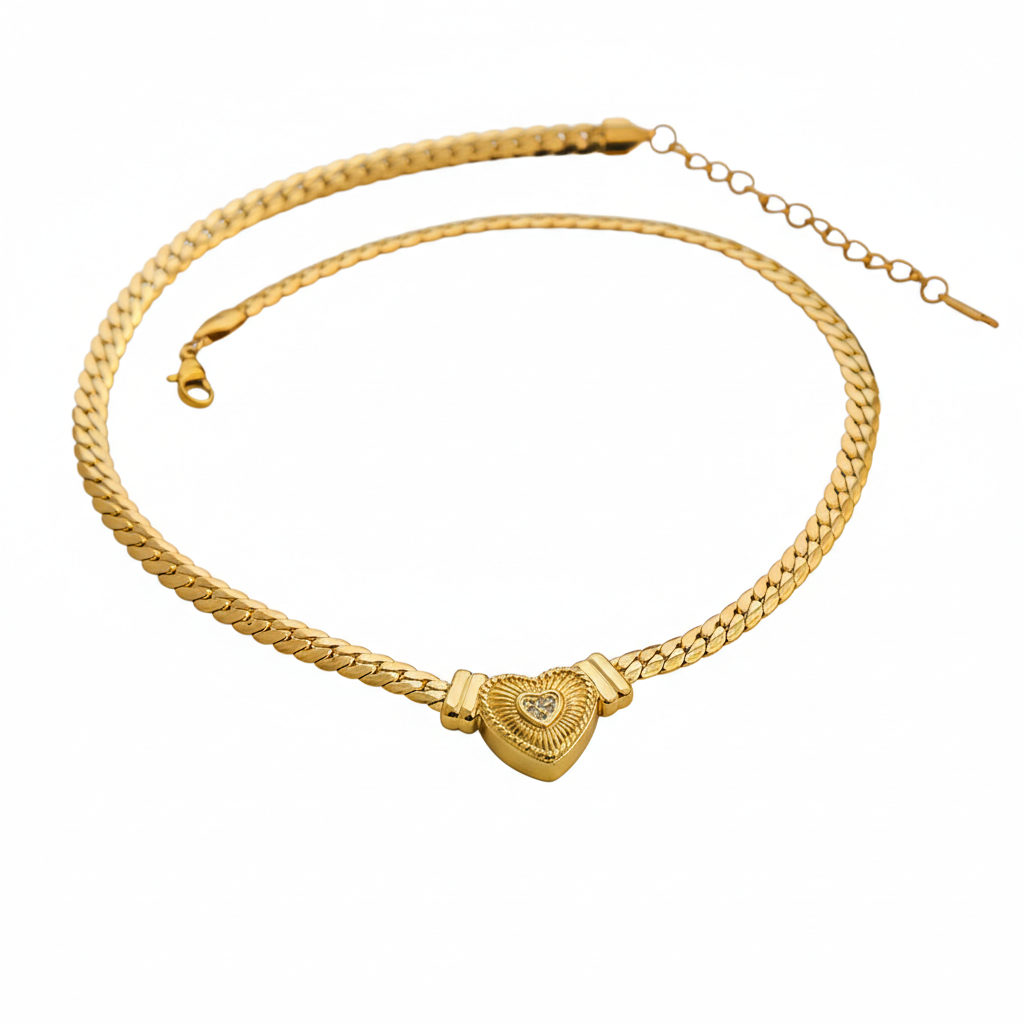 Thick Cuban Chain Heart Necklace