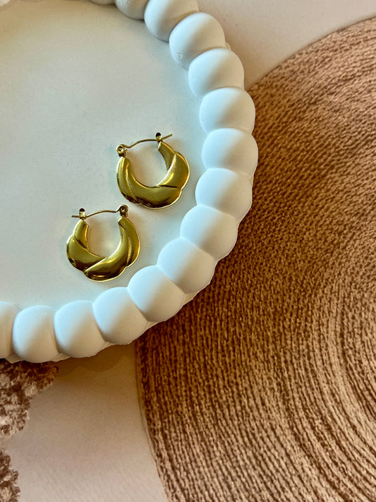 Petal-Shaped Small Gold Hoops