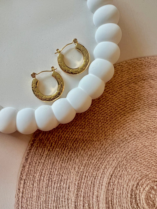 Snake-Print Small Gold Hoops