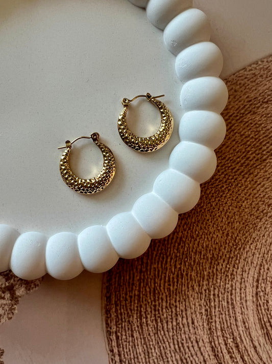 Textured Small Gold Hoops