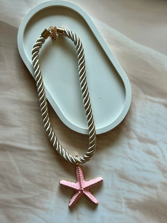 Starfish Twisted Rope Necklace- Pink