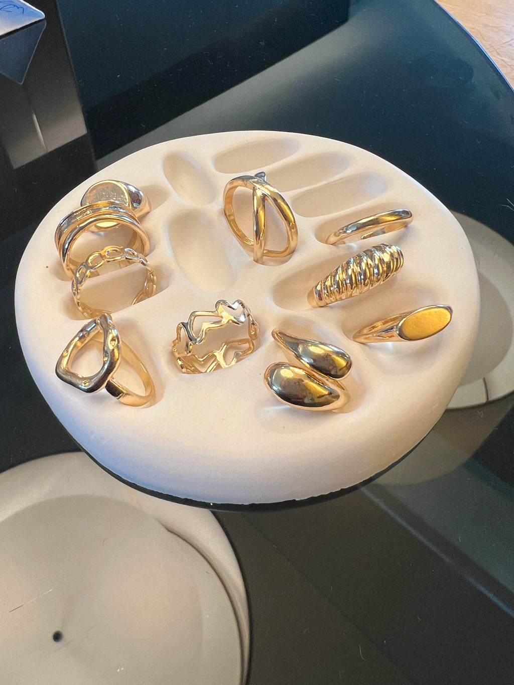 Gold Stackable Finger Ring- Set of Ten