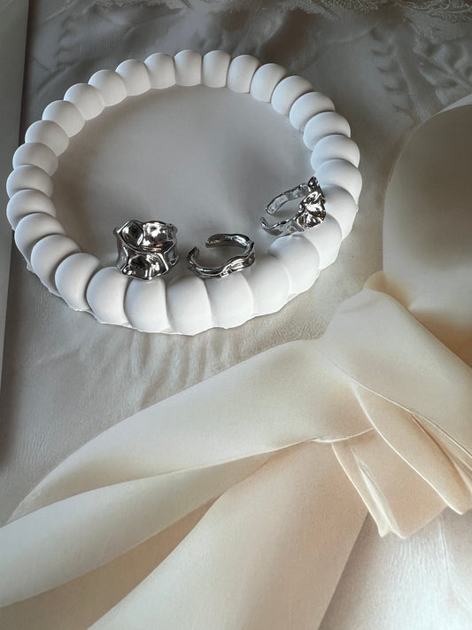 Hammered Silver Finger Ring- Set Of Three