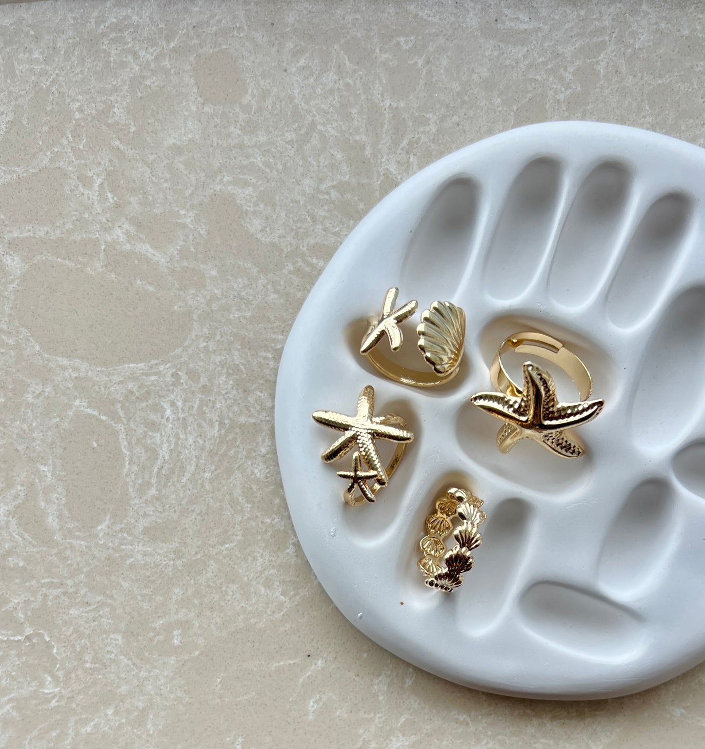 Marine Style Gold Finger Rings- Set of Four