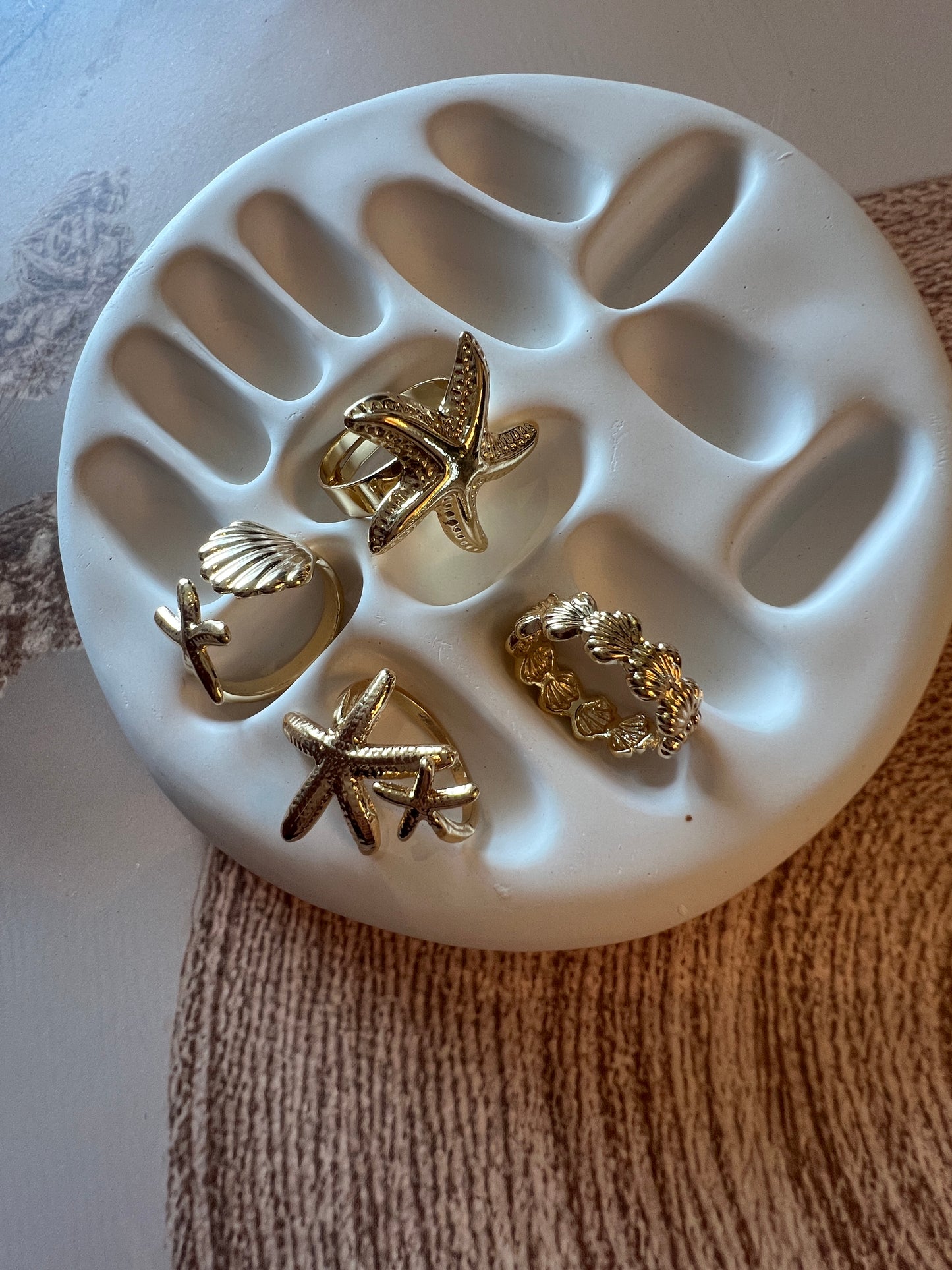 Marine Style Gold Finger Rings- Set of Four